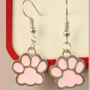 Pink Cat Paw Earrings.